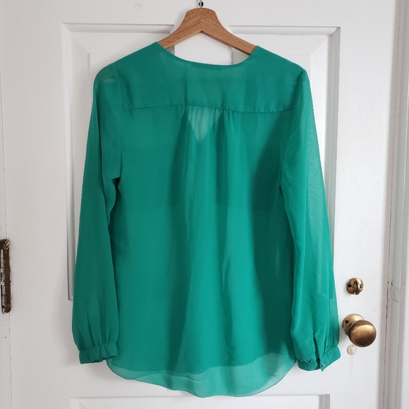Smart Set teal long sleeve blouse - Picture 4 of 4